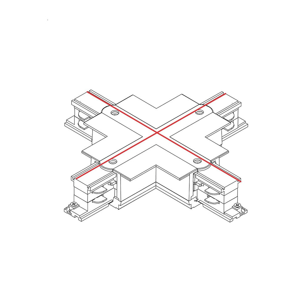 Nowodvorski System szynowy CTLS RECESSED POWER X CONNECTOR 3-obwodowy CTLS 16A, 3,7kVA - Tworzywo sztuczne - Czarny 8680