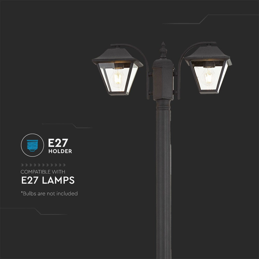 Słupek ogrodowy 2320 mm / Trzonek: 2xE27 / Obudowa: Czarny mat
