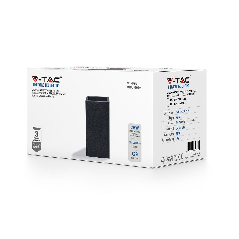 Kinkiet z betonu / Grafit / Trzonek:2xG9 / IP20
