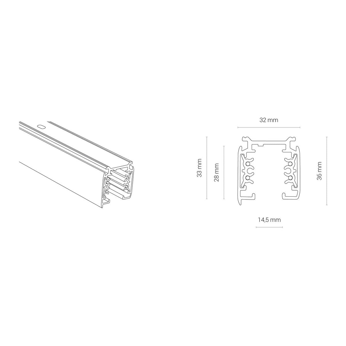 Nowodvorski System szynowy CTLS TRACK 3 CIRCUIT 1M 3-obwodowy CTLS Szyna 16A, 3,7kVA - Aluminium - Czarny 8714