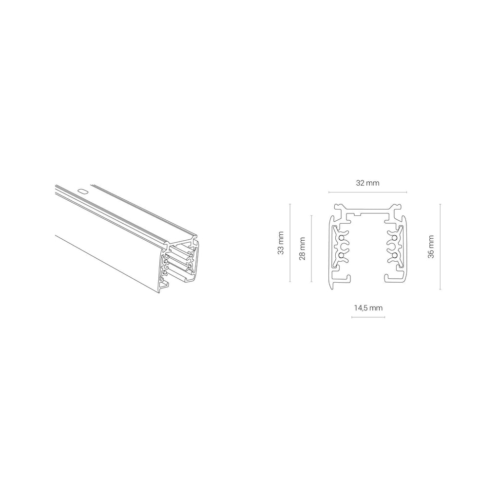 Nowodvorski System szynowy CTLS TRACK 3 CIRCUIT 2M 3-obwodowy CTLS Szyna 16A, 3,7kVA - Aluminium - Biały 8717