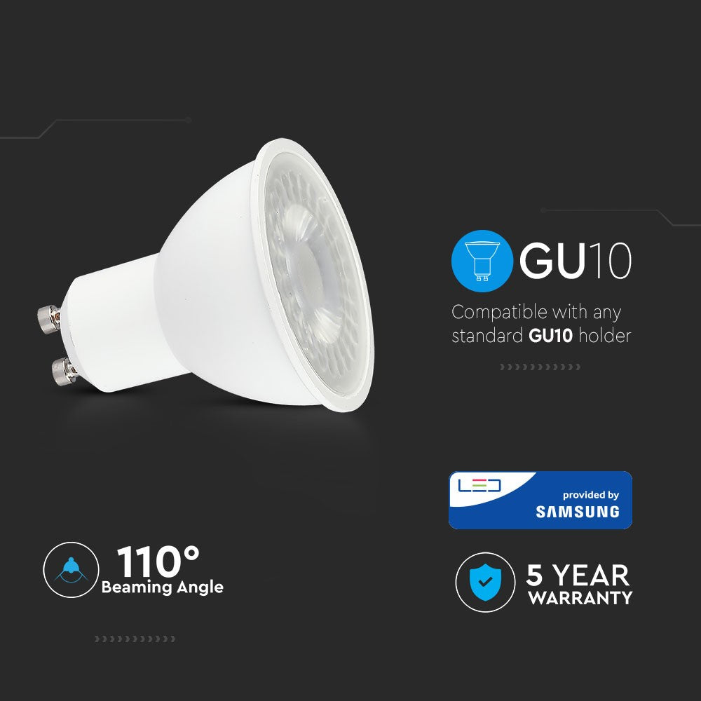 8W GU10 Żarówka LED / Chip SAMSUNG / Barwa:6400K / Kąt 110' / Trzonek:GU10