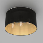 plafon Loft shade black, cylinder shade dia 400 h 200 black/gold 3xE27