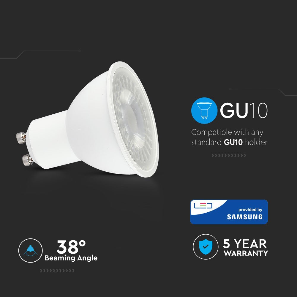 8W GU10 Żarówka LED / Chip SAMSUNG / Barwa:3000K / Kąt 38' / Trzonek:GU10