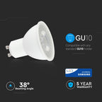 8W GU10 Żarówka LED / Chip SAMSUNG / Barwa:6400K / Kąt 38' / Trzonek:GU10