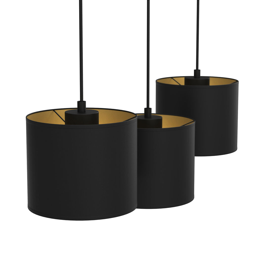 żyrandol Arden listwa, black, cylinder shade dia 180, h 150 black/gold 3xE27