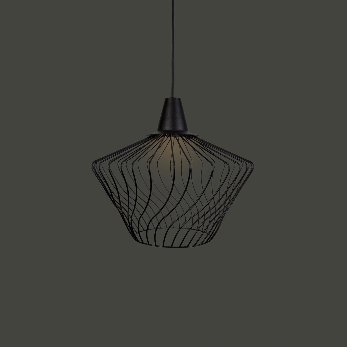 Nowodvorski Lampa wisząca WAVE S 25W only LED 50/60Hz - Stal lakierowana - Czarny 8858 - lampa włączona