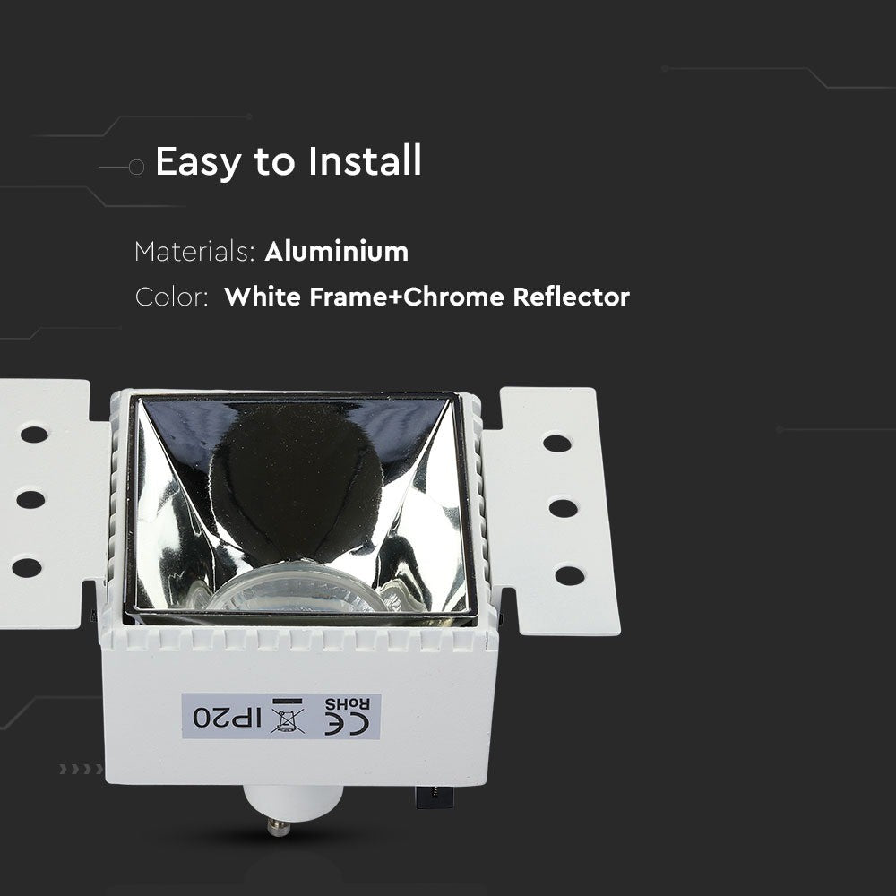 Oprawa wpuszczana Spot / Trzonek:GU10 / Kwadratowa / Biały FRAME+ / Chrom REFLECTOR