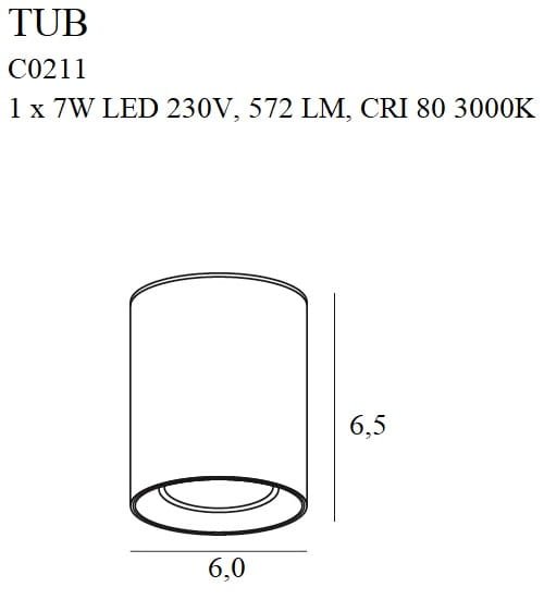 Maxlight Oprawa natynkowa Tub + Pierścień ozdobny RC0155/C0156 - Metal - Czarny C0211