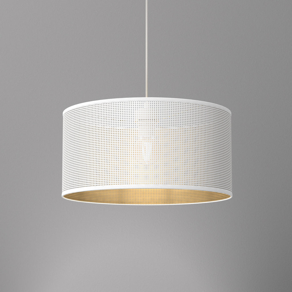 żyrandol Loft shade white, cylinder shade dia 400, h 200 white/gold 1xE27