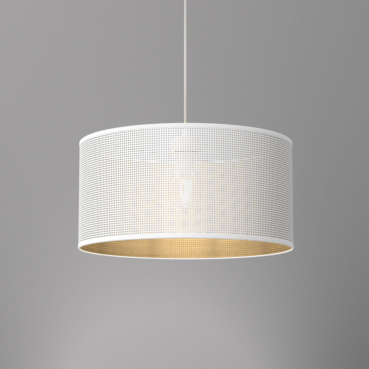 żyrandol Loft shade white, cylinder shade dia 400, h 200 white/gold 1xE27
