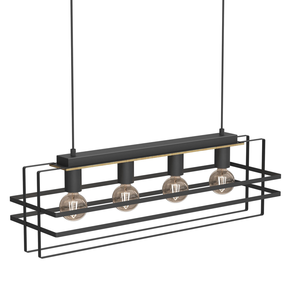 żyrandol Kortez black/wood 4xE27