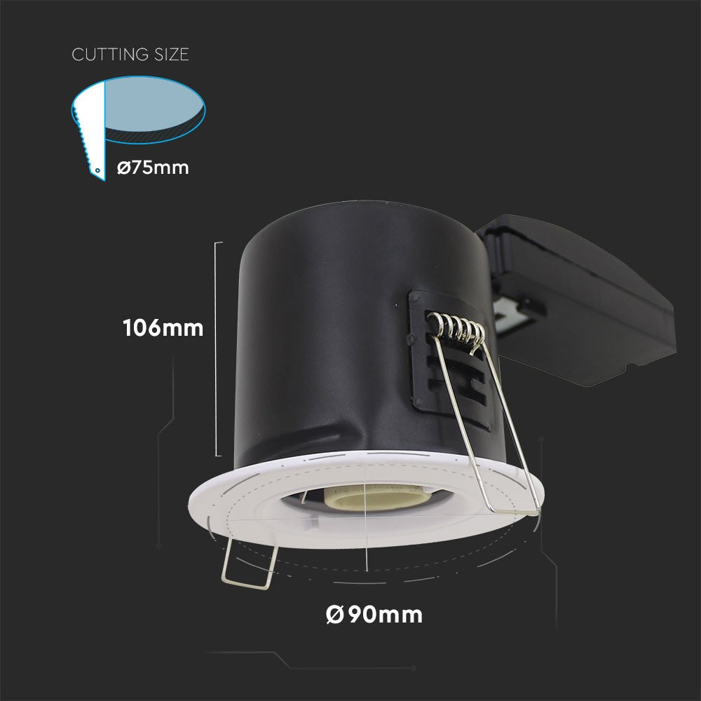 Oprawa wpuszczana downlight GU10 / Ognioodporność min: 30-60-90 / Źródło zamykane pierścieniem / Biały