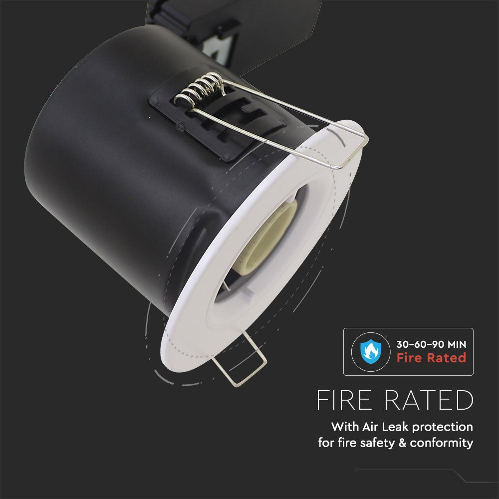 Oprawa wpuszczana downlight GU10 / Ognioodporność min: 30-60-90 / Źródło zamykane pierścieniem / Biały