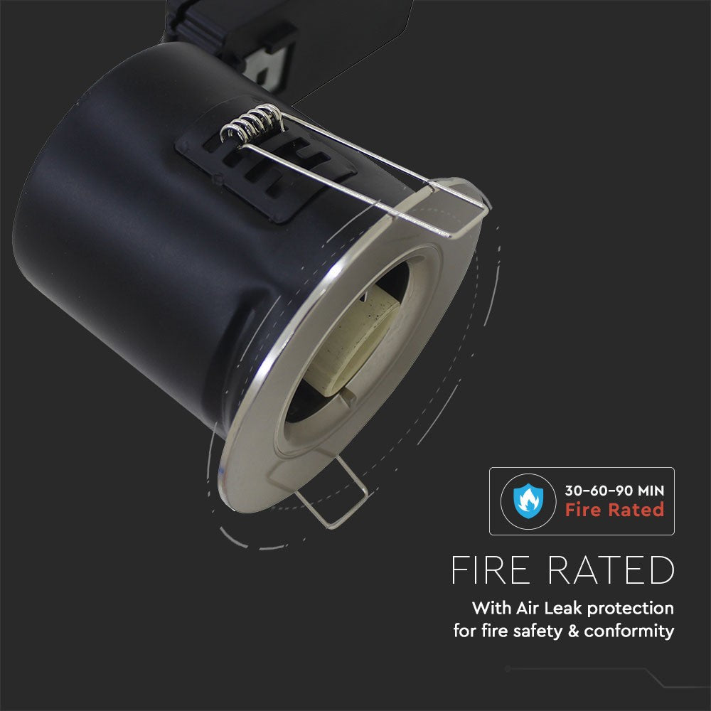 Oprawa wpuszczana downlight GU10 / Ognioodporność min: 30-60-90 / Źródło zamykane pierścieniem / Nikiel