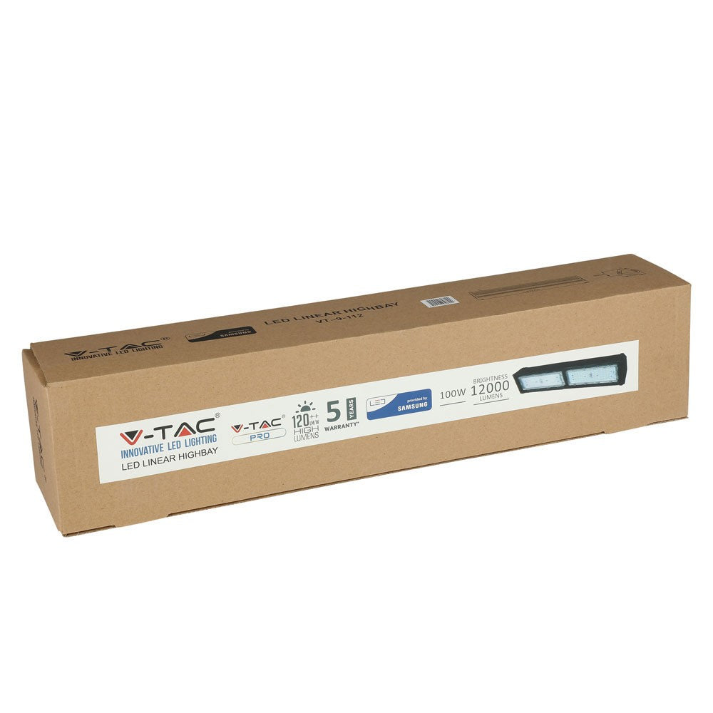 100W Liniowa Oprawa Highbay LED / Chip SAMSUNG / Barwa:6500K / Obudowa: Czarna / Wydajność: 120lm/w / Kąt 100'