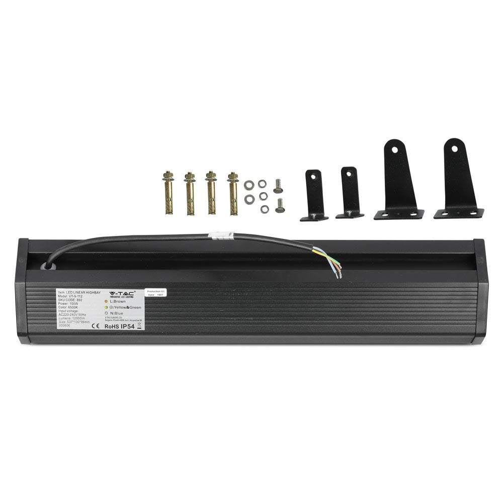 100W Liniowa Oprawa Highbay LED / Chip SAMSUNG / Barwa:4000K / Obudowa: Czarna / Wydajność: 120lm/w / Kąt 100'