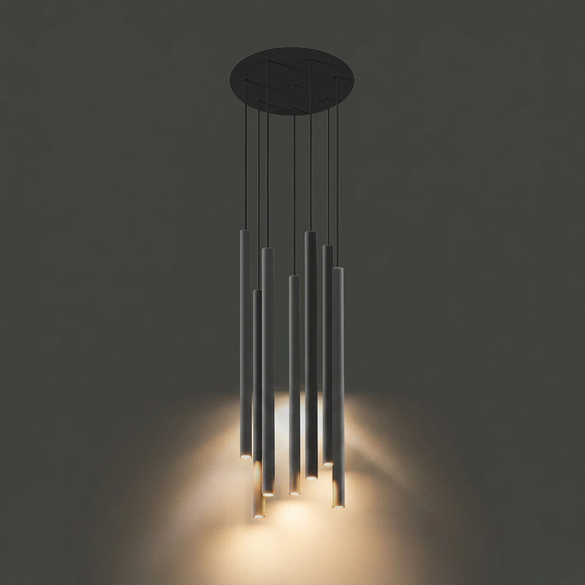 Nowodvorski Lampa wisząca LASER 490 7x10W only LED 50/60Hz - Stal lakierowana - Czarny 8920 - lampa włączona