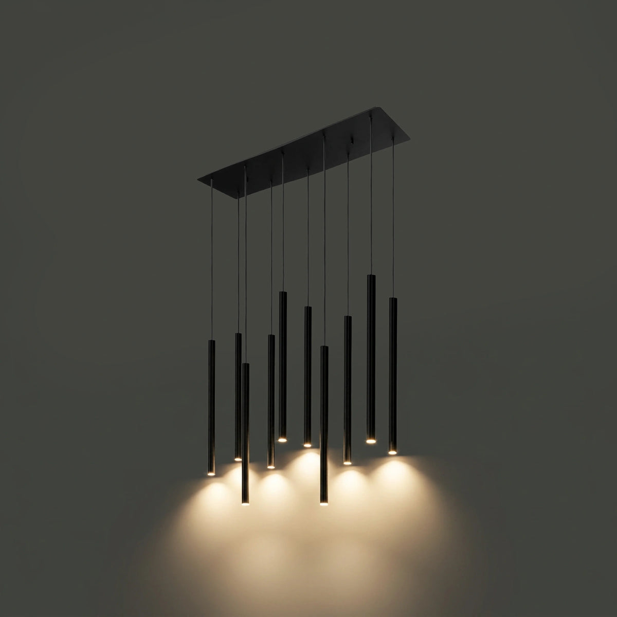 Nowodvorski Lampa wisząca LASER 490 10x10W only LED 50/60Hz - Stal lakierowana - Czarny 8923 - lampa włączona