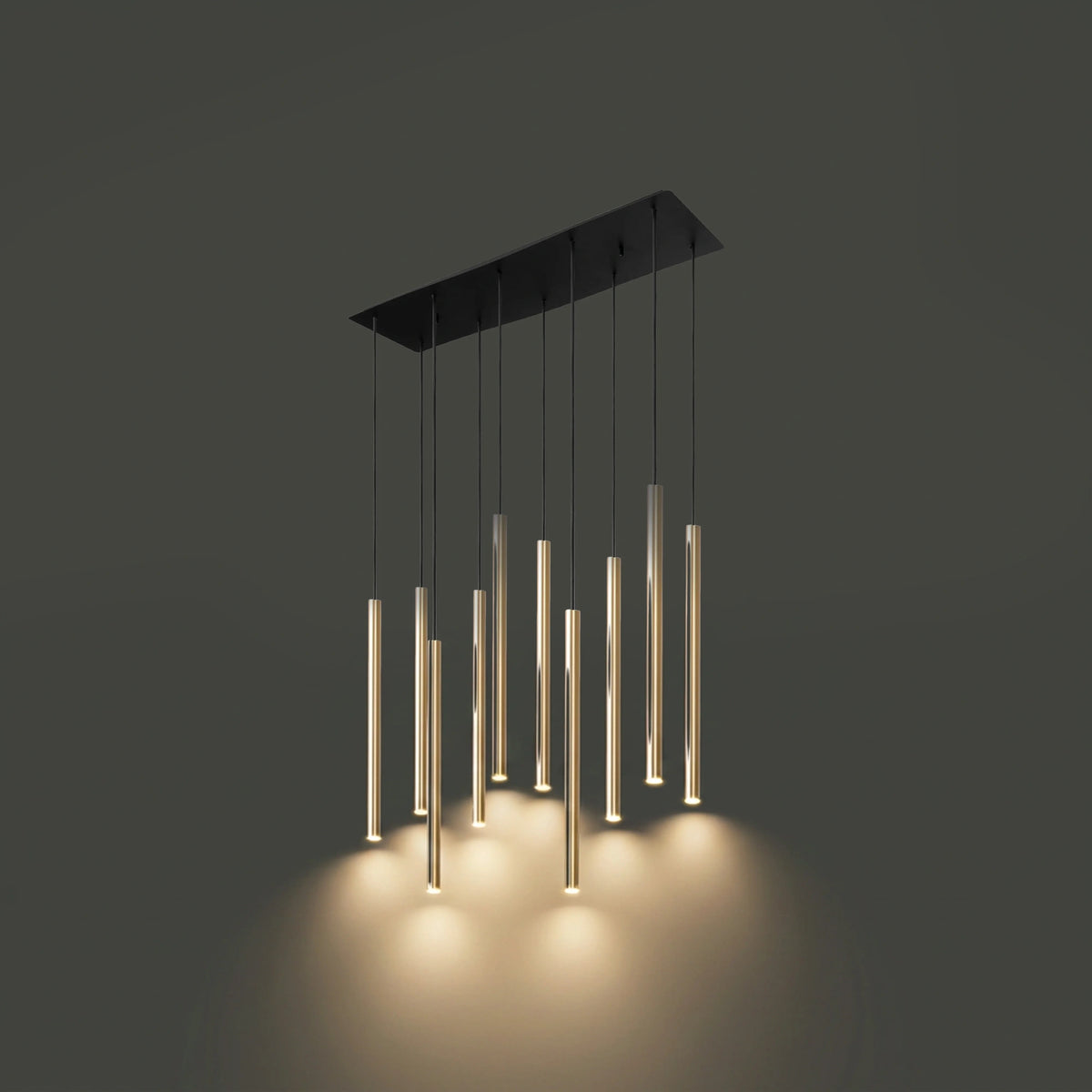 Nowodvorski Lampa wisząca LASER 490 10x10W only LED 50/60Hz - Lity mosiądz - Miedziany 8924 - lampa włączona
