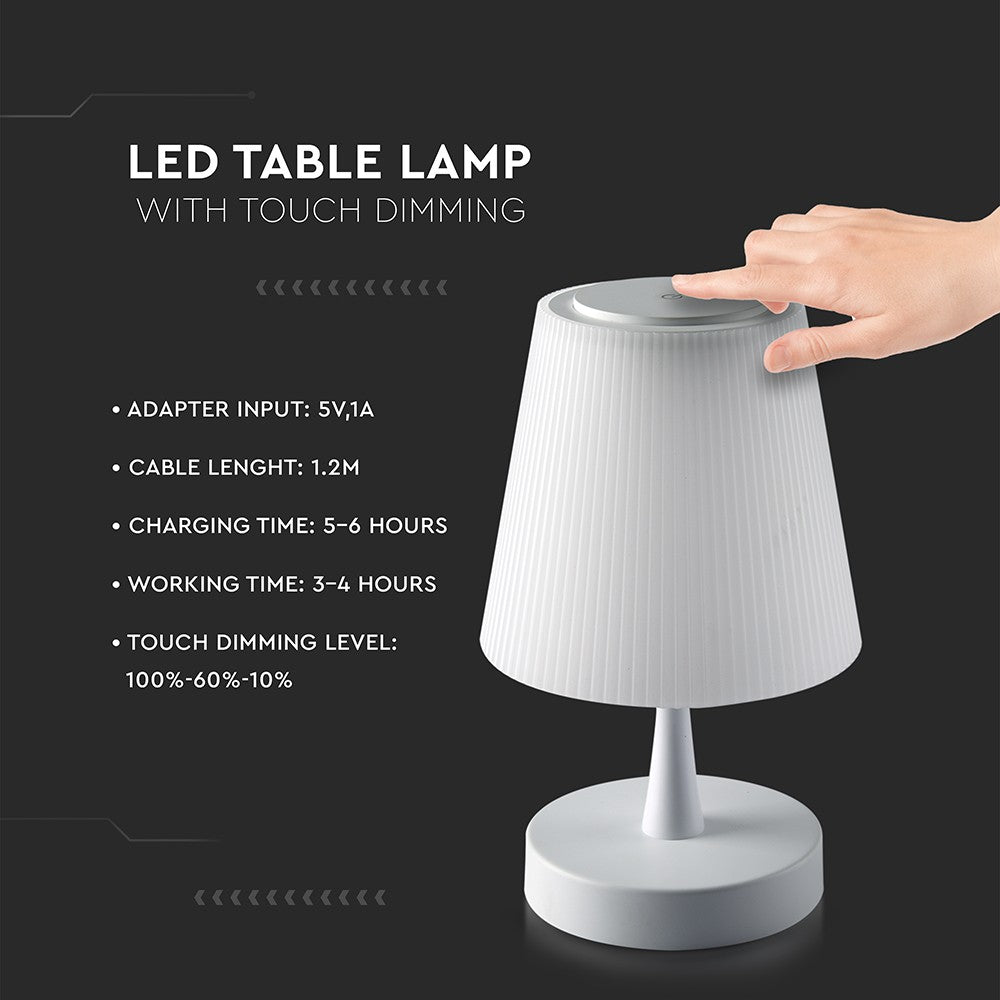 5W Lampka nocna LED / Ściemnianie przez dotyk / Barwa: 3w1 / Obudowa: Metal + Biały