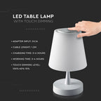 5W Lampka nocna LED / Ściemnianie przez dotyk / Barwa: 3w1 / Obudowa: Metal + Biały