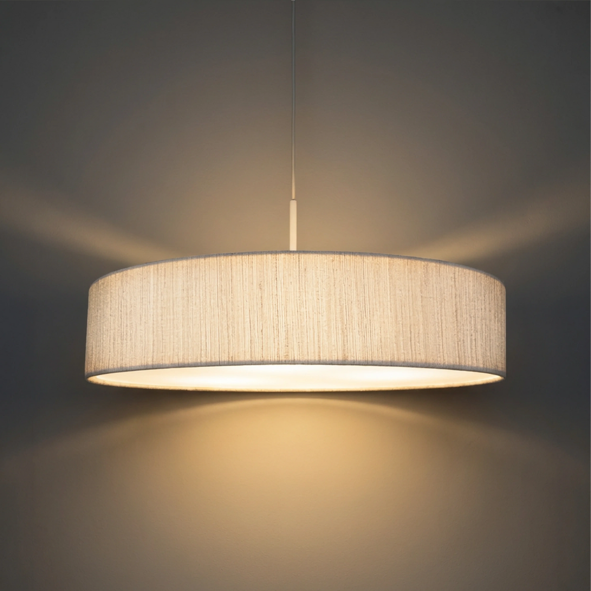 Nowodvorski Lampa wisząca TURDA 15W only LED 50/60Hz - Tkanina - Kremowy 8945 - lampa włączona