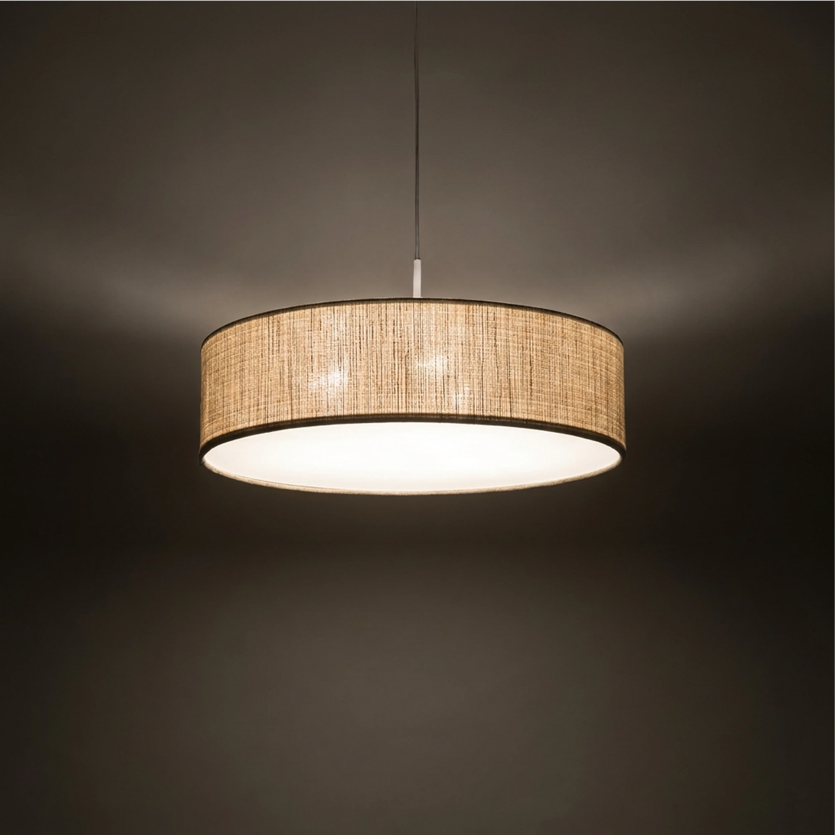 Nowodvorski Lampa wisząca TURDA 15W only LED 50/60Hz - Tkanina - Szary I 8946 - lampa włączona