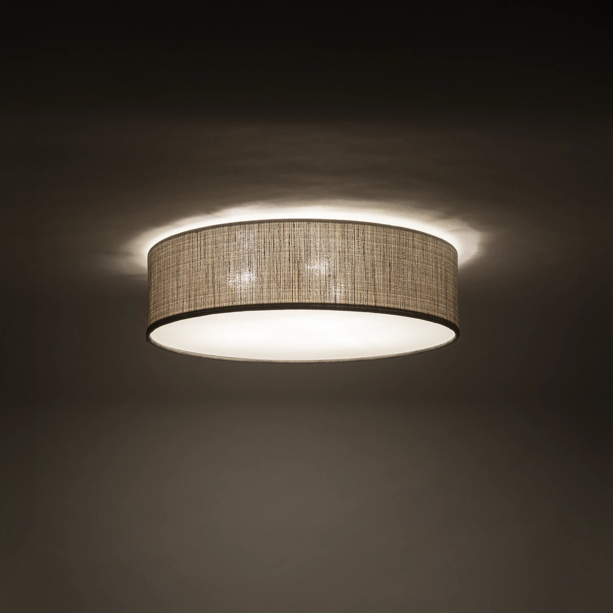 Nowodvorski Plafon TURDA 15W only LED 50/60Hz - Tkanina - Szary I 8953 - lampa włączona