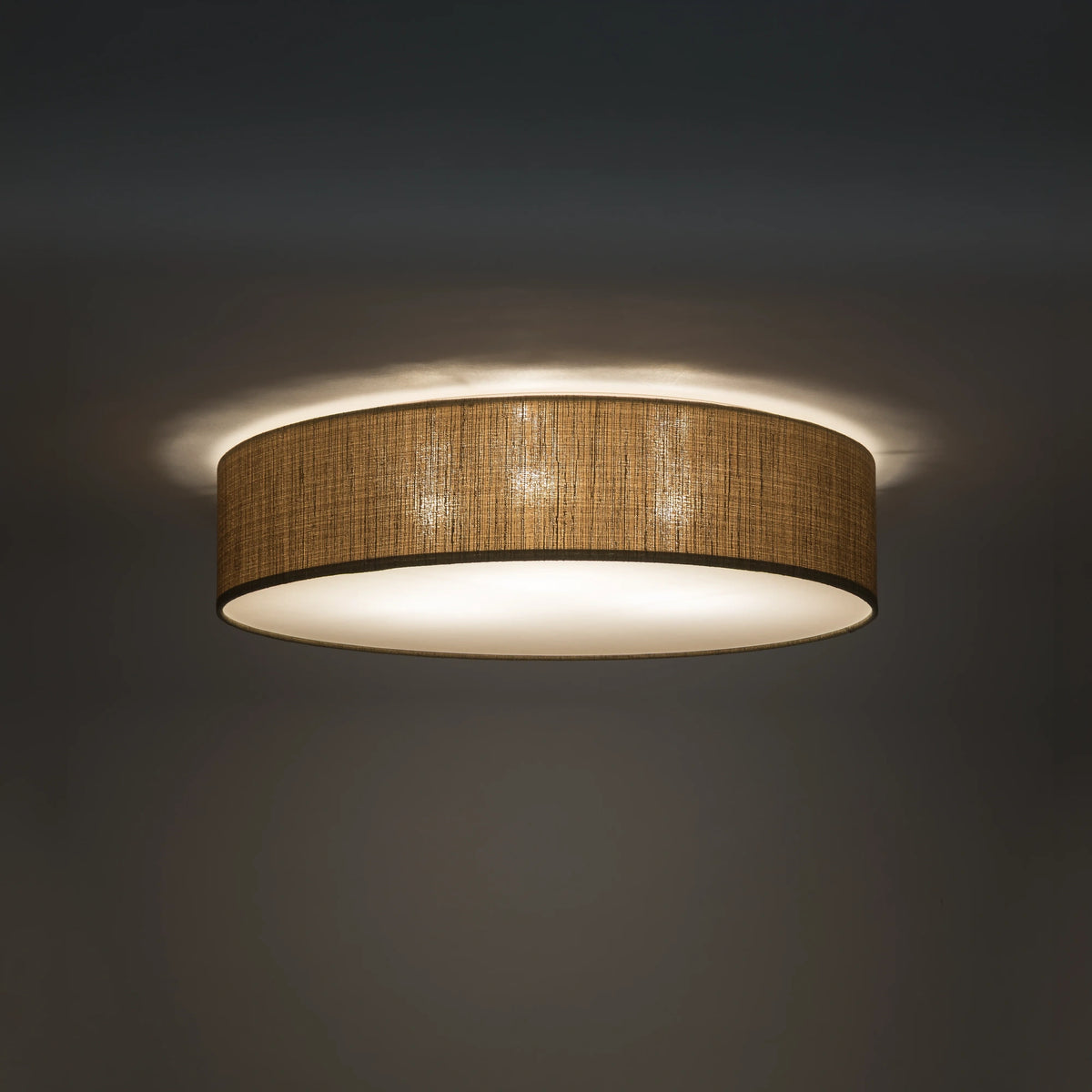 Nowodvorski Plafon TURDA 15W only LED 50/60Hz - Tkanina - Złoty II 8955 - lampa włączona