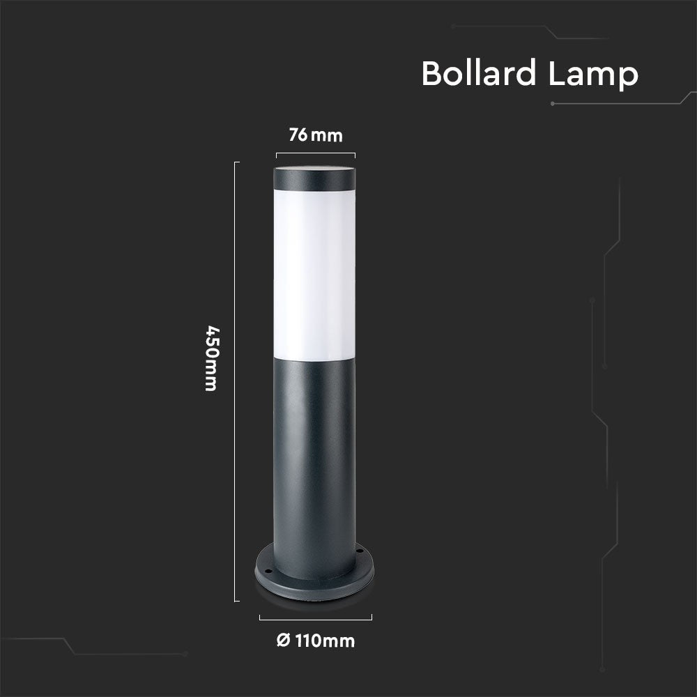 Lampa BOLLARD / Obudowa: Stal nierdzewna / Wysokość: 45cm / Gniazdo: E27 / IP44 / Kolor: Szary