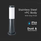 Lampa BOLLARD / Obudowa: Stal nierdzewna / Wysokość: 45cm / Gniazdo: E27 / IP44 / Kolor: Szary