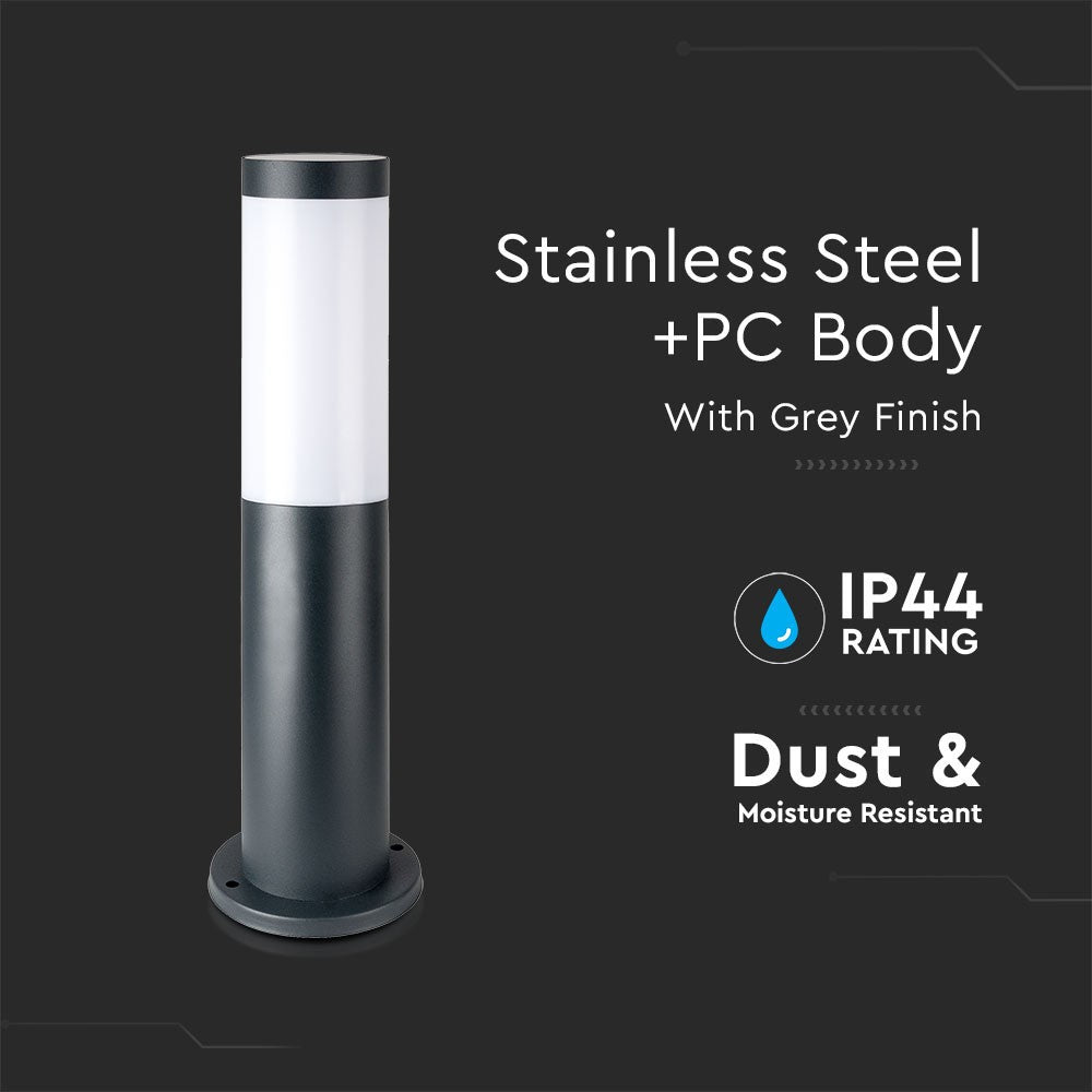Lampa BOLLARD / Obudowa: Stal nierdzewna / Wysokość: 45cm / Gniazdo: E27 / IP44 / Kolor: Szary
