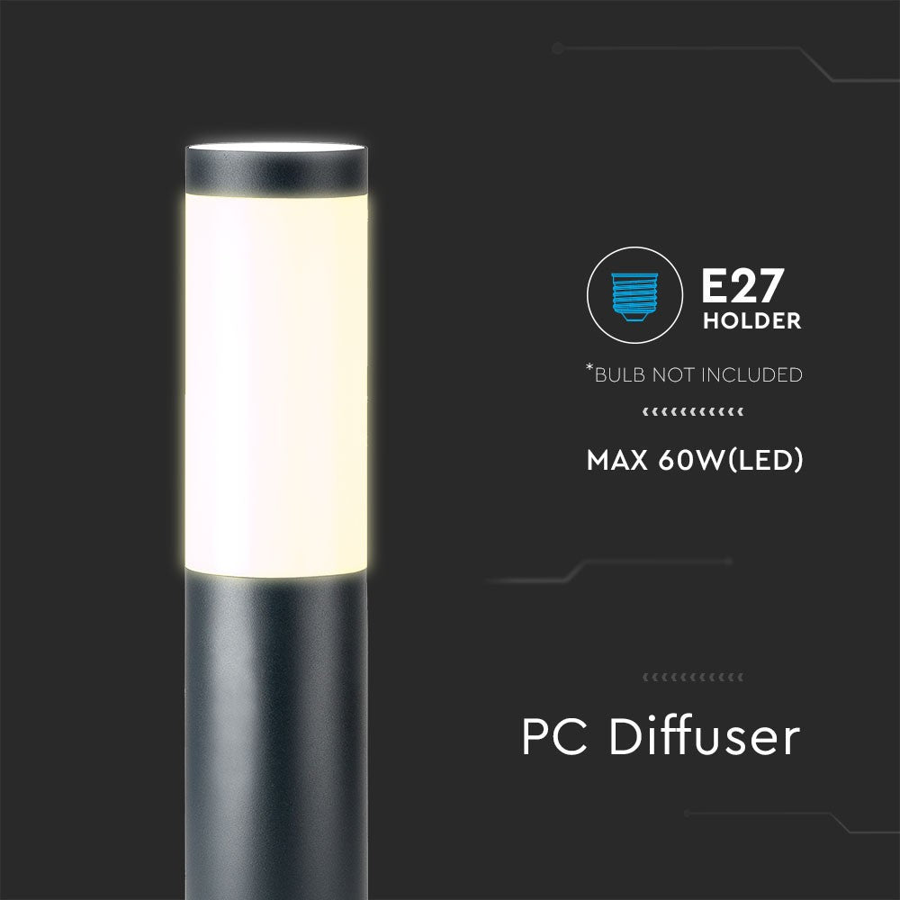 Lampa BOLLARD / Obudowa: Stal nierdzewna / Wysokość: 45cm / Gniazdo: E27 / IP44 / Kolor: Szary