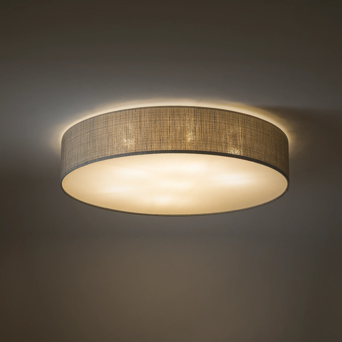 Nowodvorski Plafon TURDA 15W only LED 50/60Hz - Tkanina - Szary II 8960 - lampa włączona