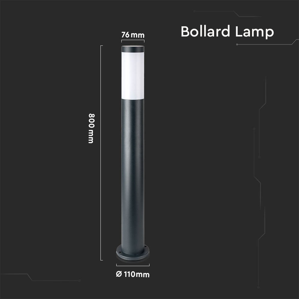 Słupek ogrodowy / Obudowa: Stal nierdzewna / Wysokość: 80cm / Gniazdo: E27 / IP44 / Kolor: Szary