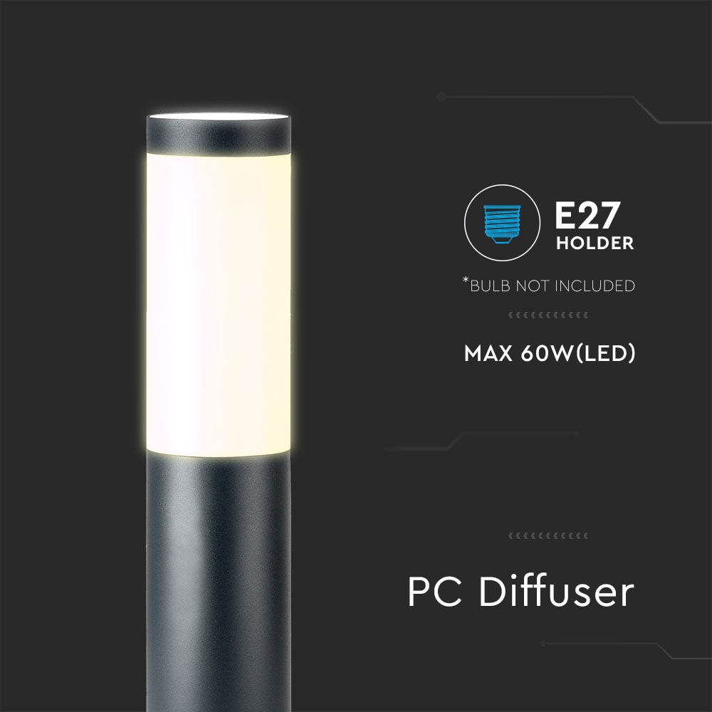 Słupek ogrodowy / Obudowa: Stal nierdzewna / Wysokość: 80cm / Gniazdo: E27 / IP44 / Kolor: Szary