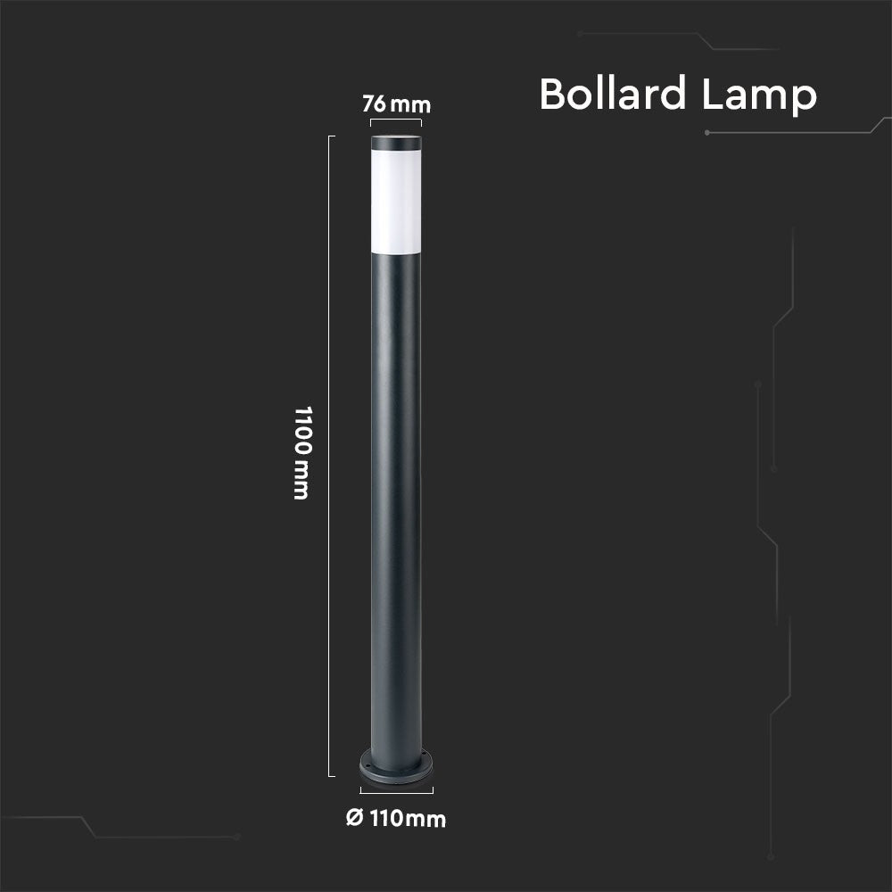 Słupek ogrodowy / Obudowa: Stal nierdzewna / Wysokość: 110cm / Gniazdo: E27 / IP44 / Kolor: Szary