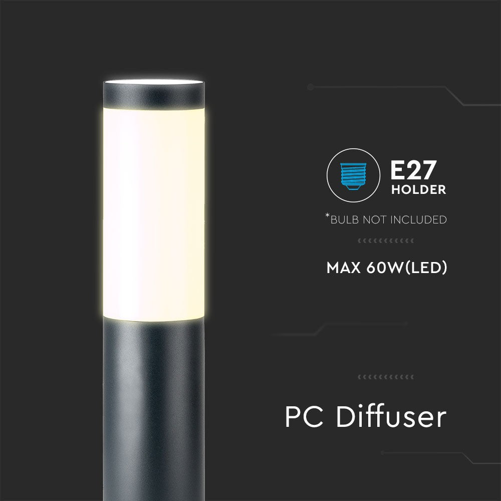 Słupek ogrodowy / Obudowa: Stal nierdzewna / Wysokość: 110cm / Gniazdo: E27 / IP44 / Kolor: Szary