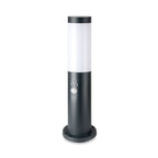 Słupek ogrodowy z PIR / Obudowa: Stal nierdzewna / Wysokość: 45cm / Gniazdo: E27 / IP44 / Kolor: Szary