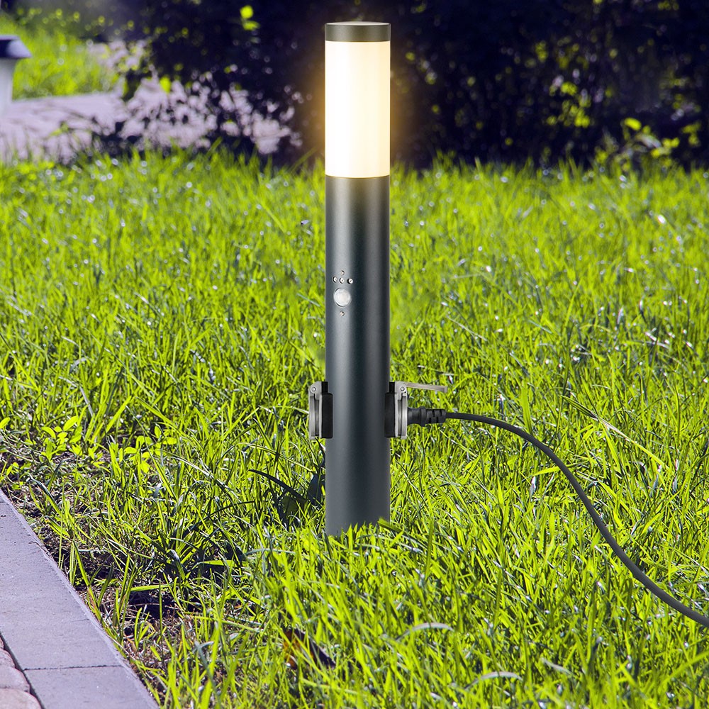 Lampa BOLLARD / Obudowa: Stal nierdzewna z PIR i gniazdem / Wysokość: 60cm / Gniazdo: E27 / IP44 / Kolor: Szary