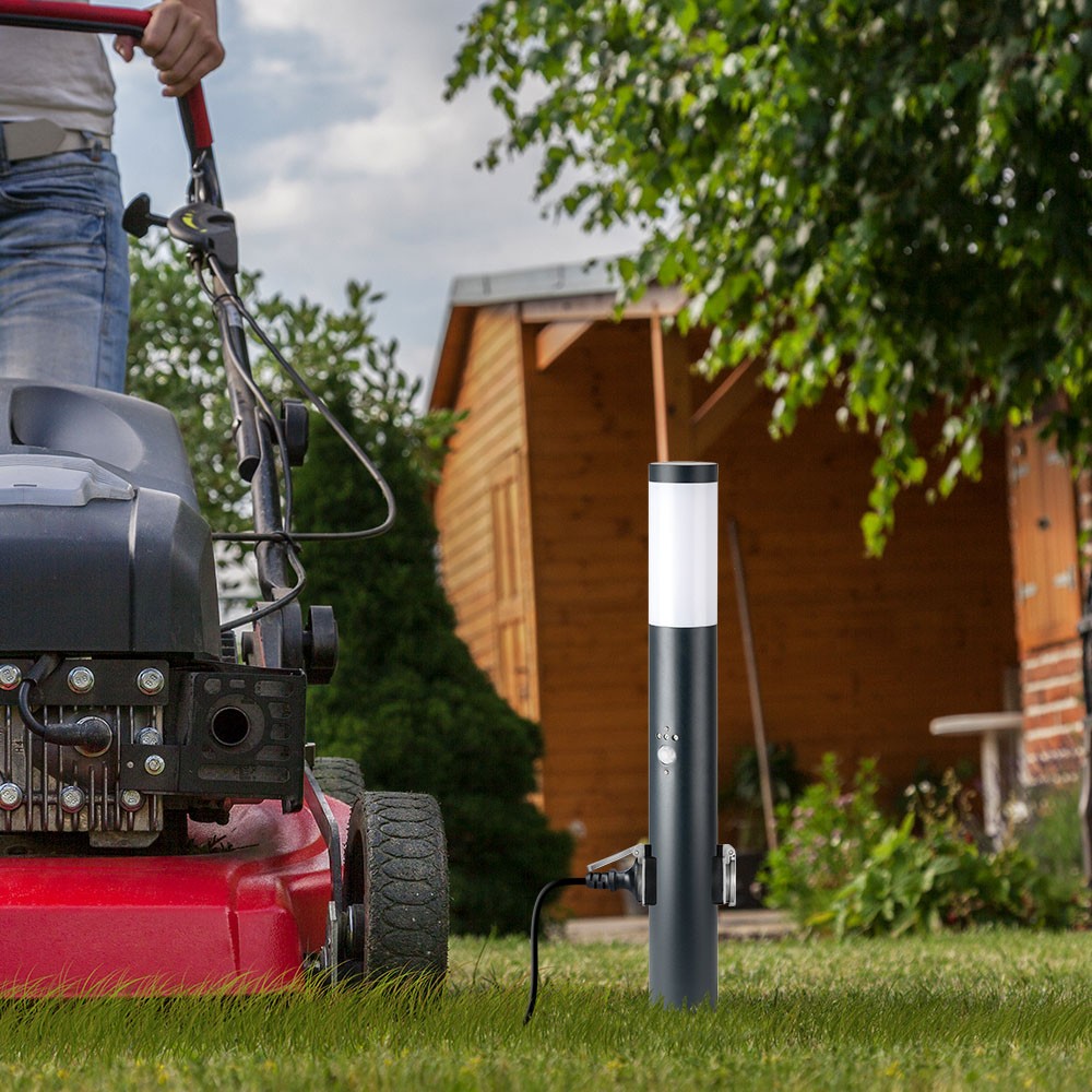 Lampa BOLLARD / Obudowa: Stal nierdzewna z PIR i gniazdem / Wysokość: 60cm / Gniazdo: E27 / IP44 / Kolor: Szary
