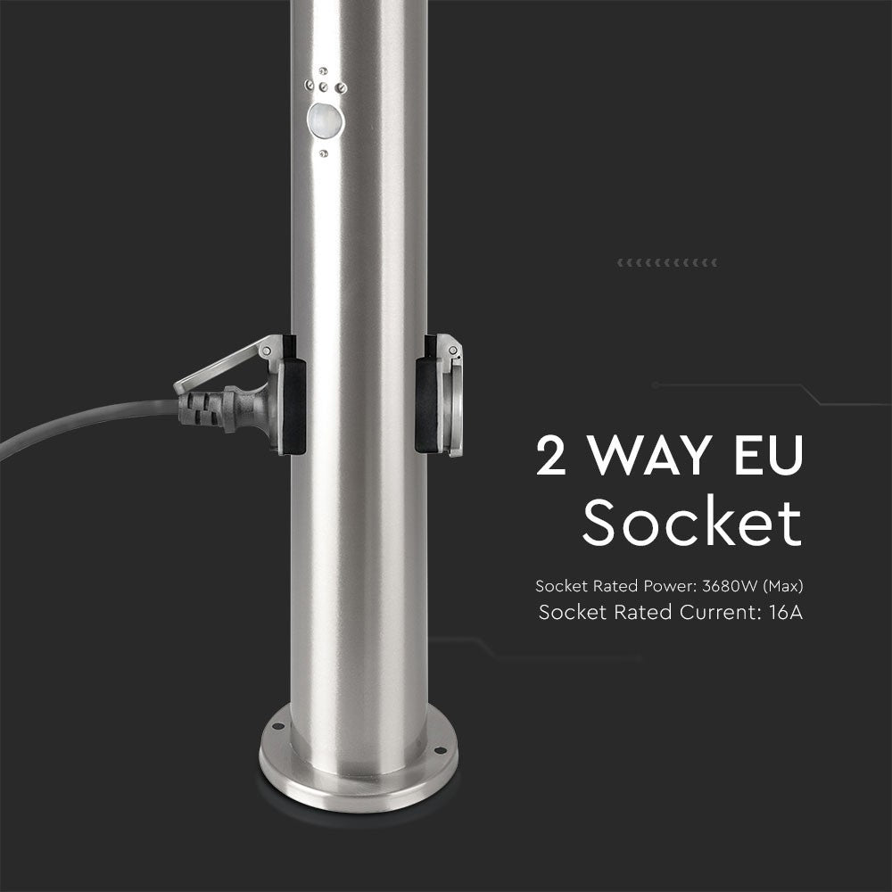Lampa BOLLARD / Obudowa: Stal nierdzewna z PIR i gniazdem / Wysokość: 60cm / Gniazdo: E27 / IP44 / Kolor: Satynowy nikiel
