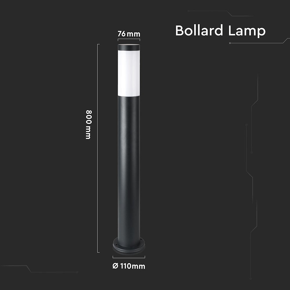 Słupek ogrodowy / Obudowa: Stal nierdzewna / Wysokość: 80cm / Gniazdo: E27 / IP44 / Kolor: Czarny