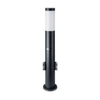 Słupek ogrodowy z PIR / Obudowa: Stal nierdzewna / Wysokość: 60cm / Gniazdo: E27 / IP44 / Kolor: Czarny
