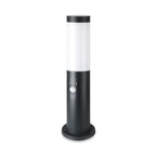 Słupek ogrodowy z PIR / Obudowa: Stal nierdzewna / Wysokość: 45cm / Gniazdo: E27 / IP44 / Kolor: Czarny