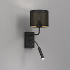 kinkiet Loft shade G9+E27 black, cylinder shade dia 180, h 150 black/gold 1xG9+1xE27