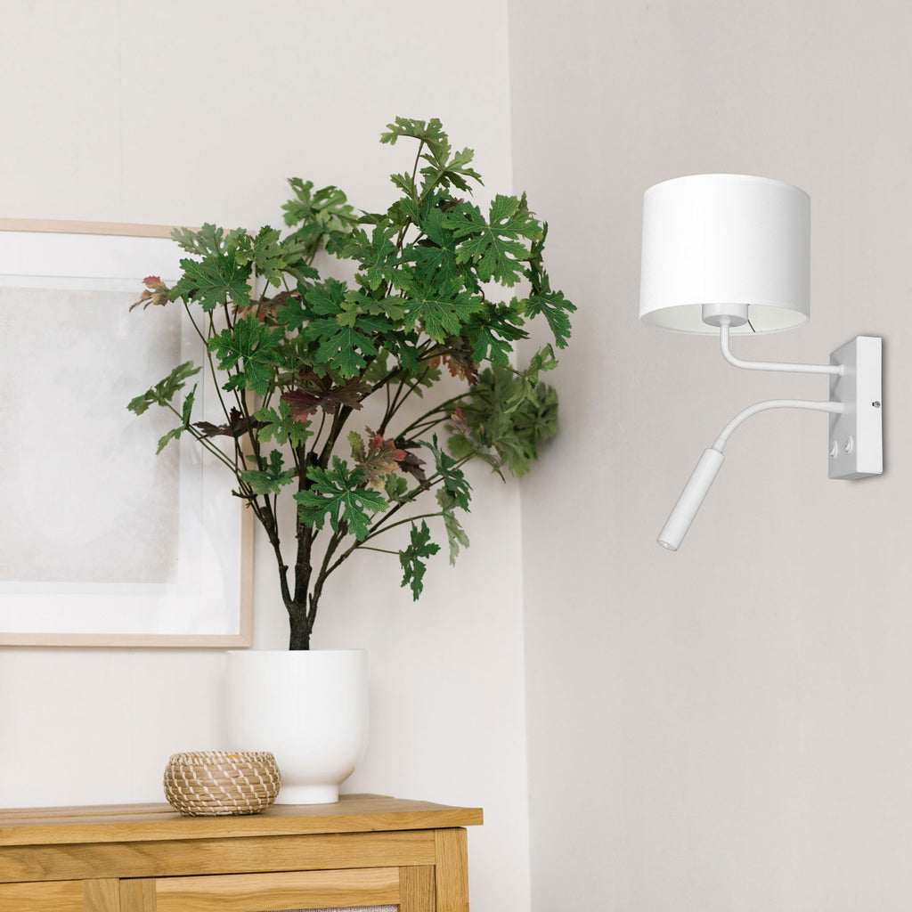 kinkiet Arden G9+E27 white, cylinder shade dia 180, h 150 white 1xE27+1xG9