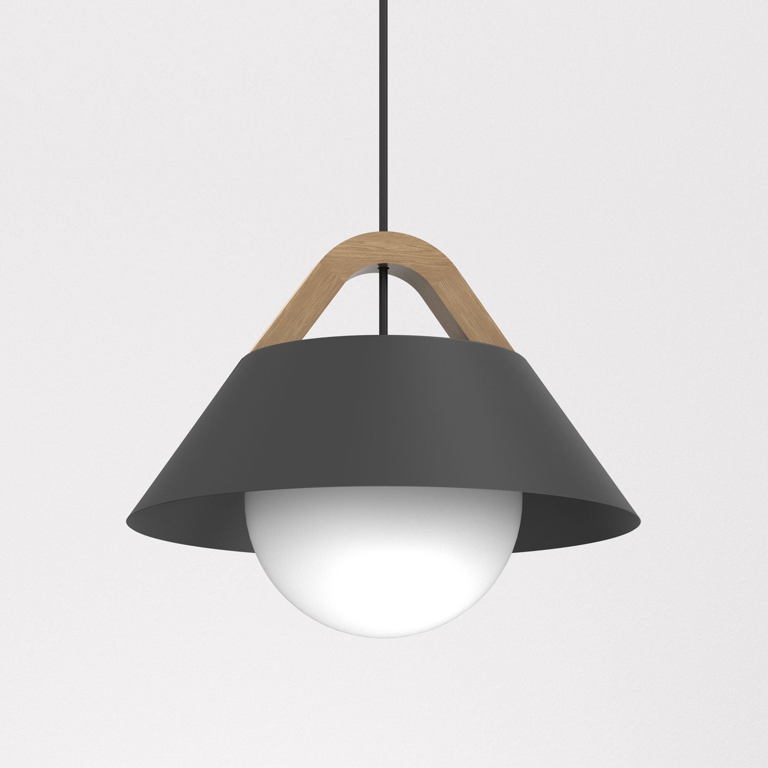 żyrandol Funda black/natural wood 1xE27
