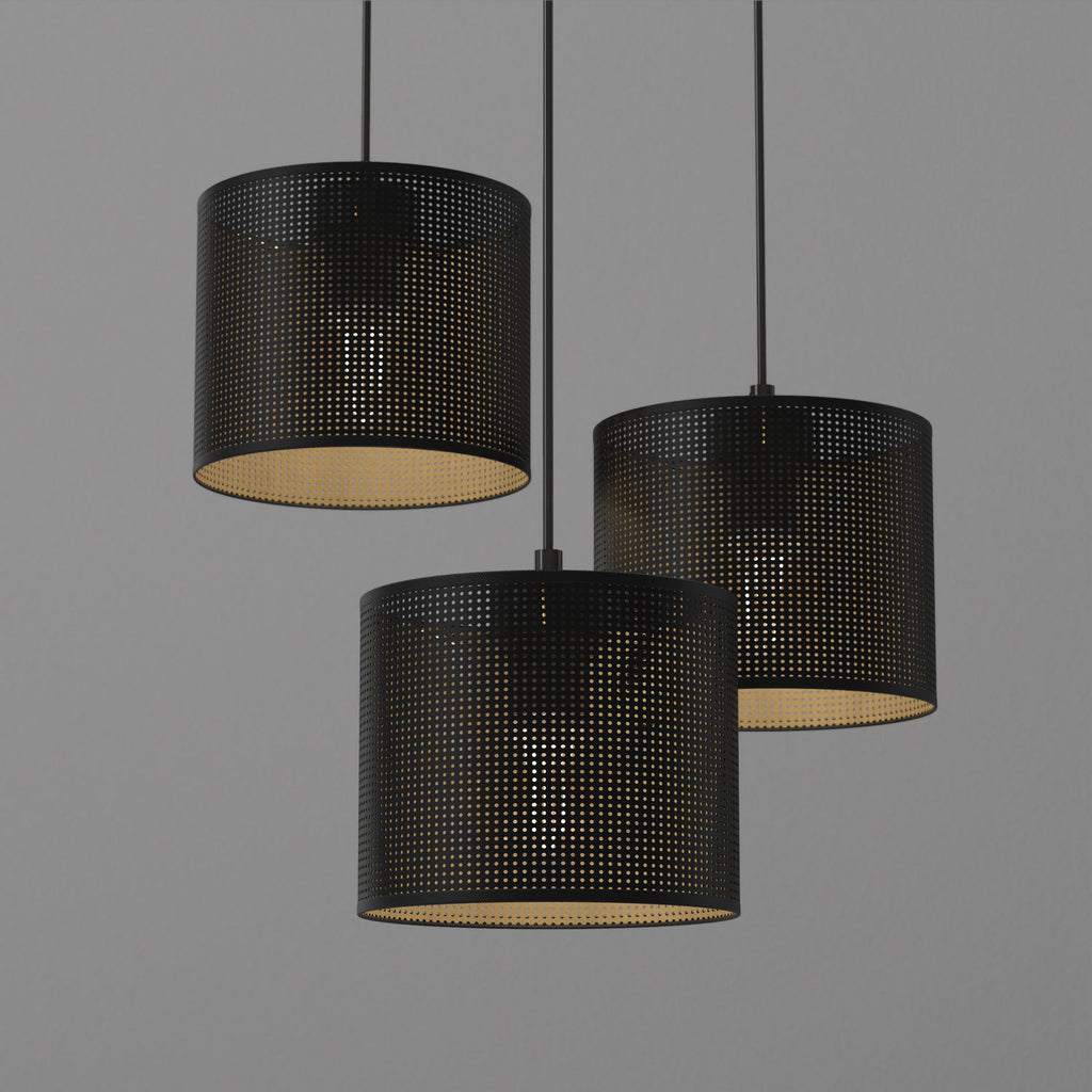 żyrandol Loft shade talerz dia 300, black, cylinder shade dia 180, h 150 black/gold 3xE27